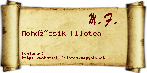 Mohácsik Filotea névjegykártya